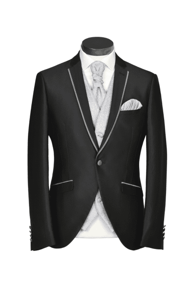 Traje negro ribete gris Capheli