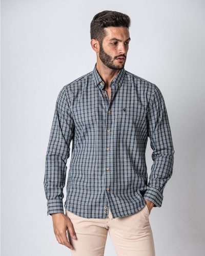 camisa viyela cuadros fondo gris
