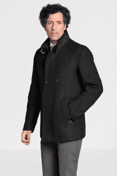 Chaqueton paño azul marino vivos en marron