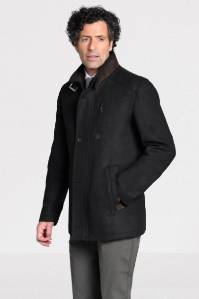 Chaqueton paño azul marino vivos en marron