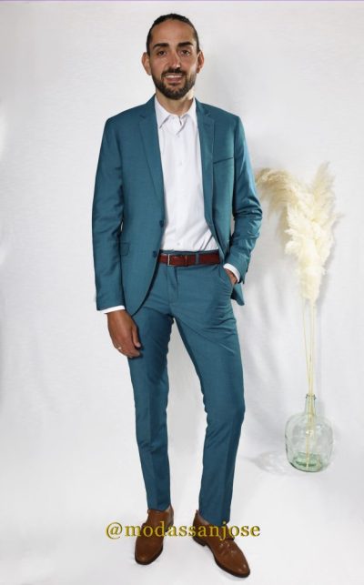 Traje Roberto Bassi verde petroleo