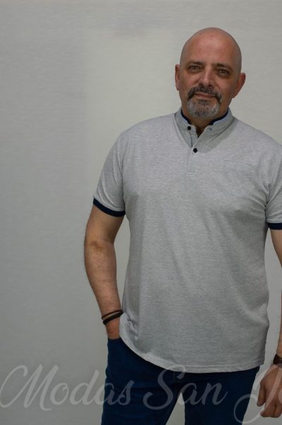 Polo manga corta cuello mao gris
