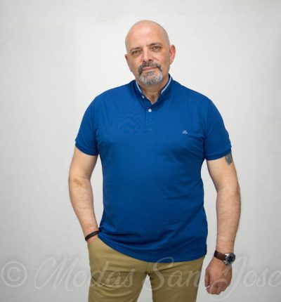 Polo manga corta cuello mao azul oscuro