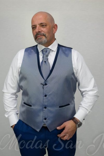Chaleco recto azul brillo Alessandro