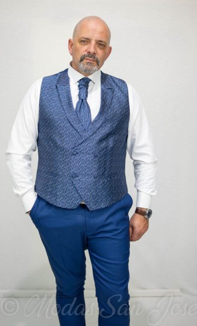 Chaleco cruzado azul estampado Tem