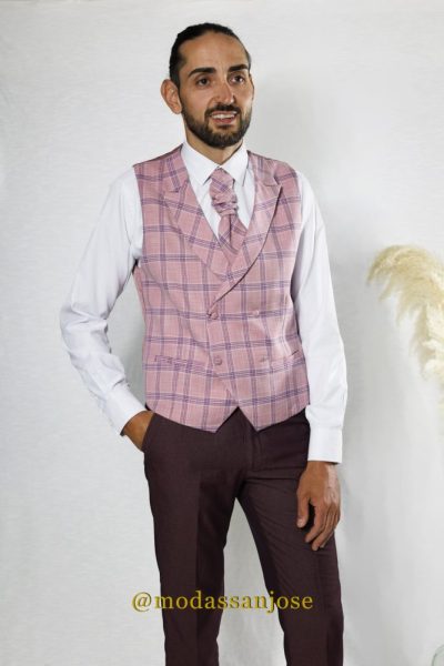 Chaleco cruzado cuadro rosa Tem