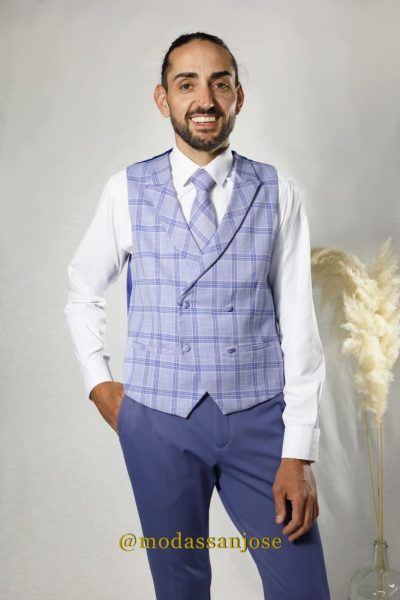 Chaleco cruzado cuadro azul Tem