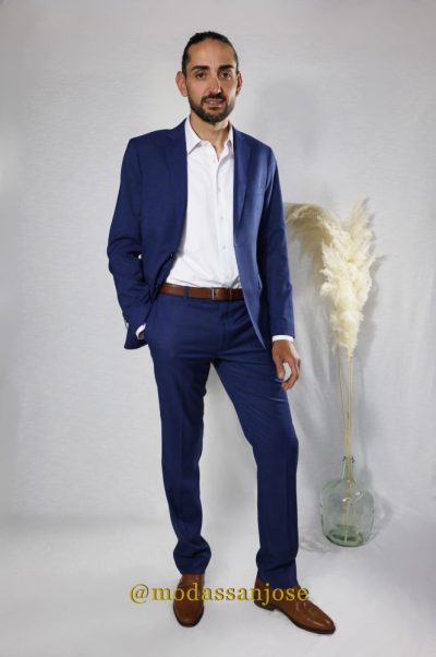 Traje Roberto Bassi cuadro azul