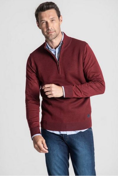 Jersey cuello cremallera Dos Galgos granate