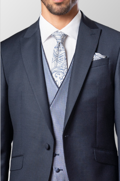 Corbata cashmere plata azul Etiem