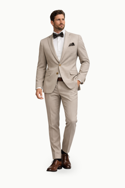 Traje slim fit stretch beige microestructura Roberto
