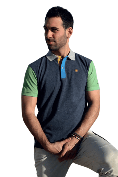 Polo tricolor Urban Button azul