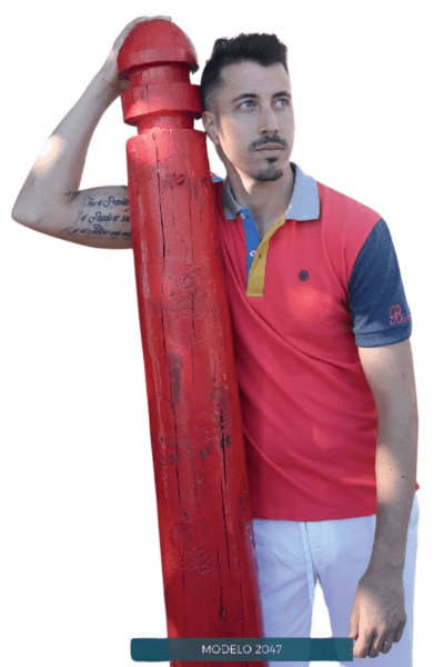 Polo tricolor Urban Button coral