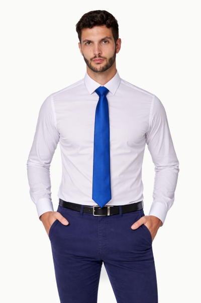 Camisa de vestir hombre cuello italiano popelín elástico