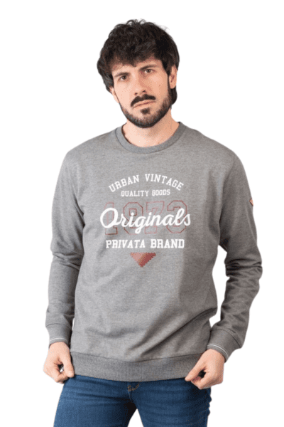 Sudadera cuello redondo gris Privata