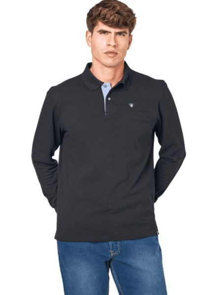 Polo Negro de Manga Larga Sts