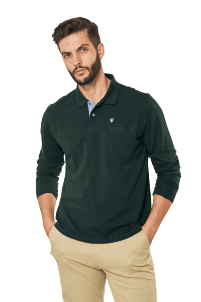 Polo básico manga larga verde Sts