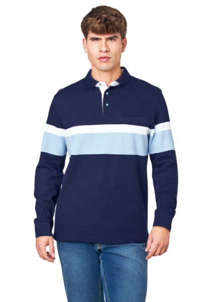 Polo manga larga azul raya pecho Sts