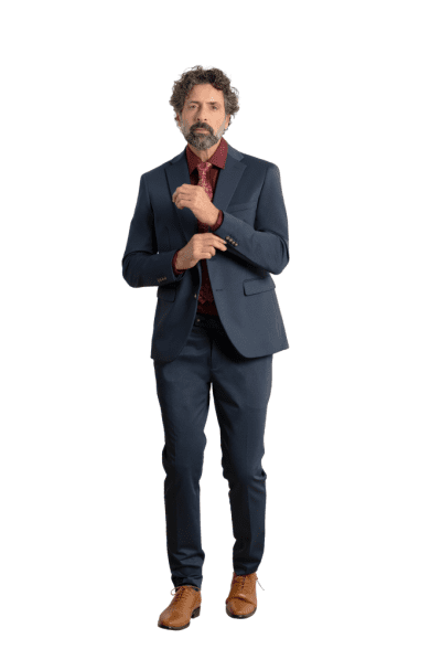 Traje slim fit rombo Roberto Bassi azulón