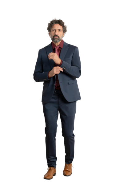 Traje slim fit rombo Roberto Bassi azulón