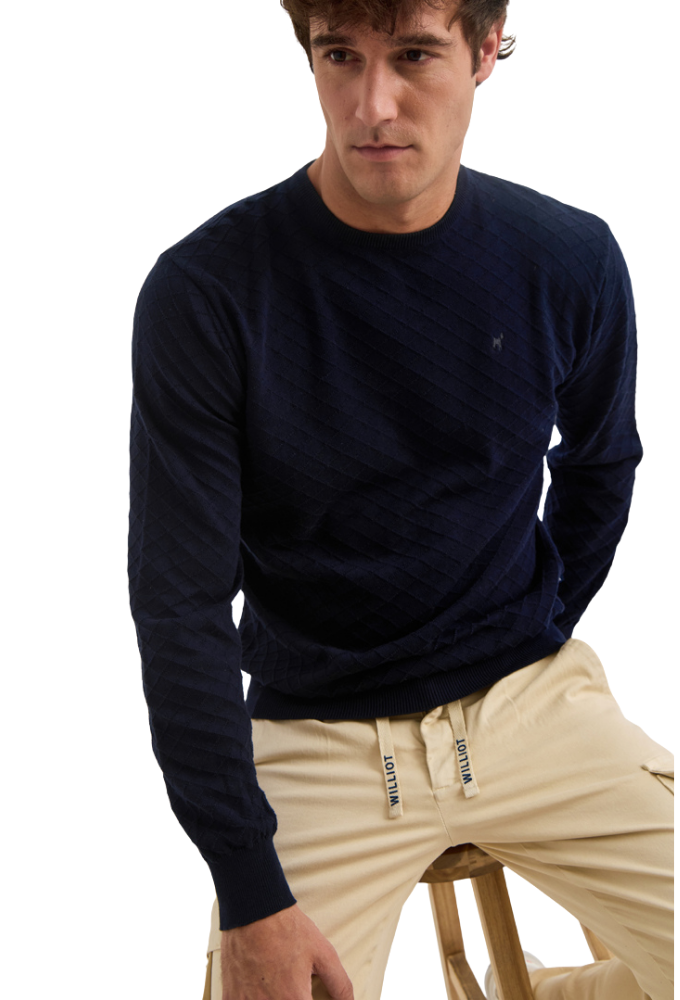 Jersey tejido diamante azul Williot