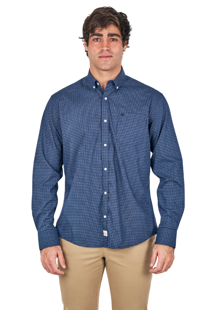 Camisa de Viyela Azul Cuadro Micro Sts