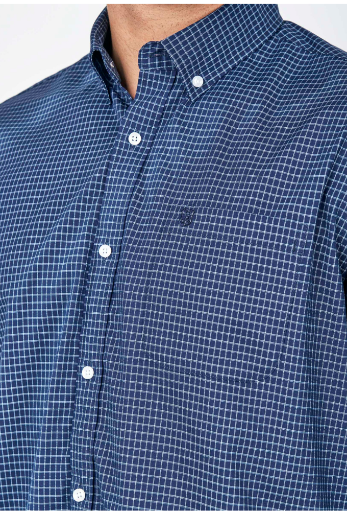 Camisa de Viyela Azul Cuadro Micro Sts - Imagen 4