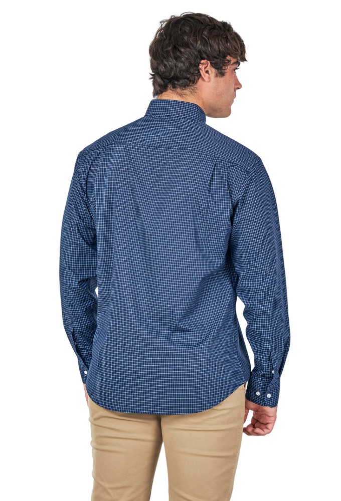 Camisa de Viyela Azul Cuadro Micro Sts - Imagen 3