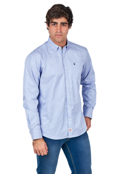 Camisa de Viyela Azul con Rayas Finas Sts