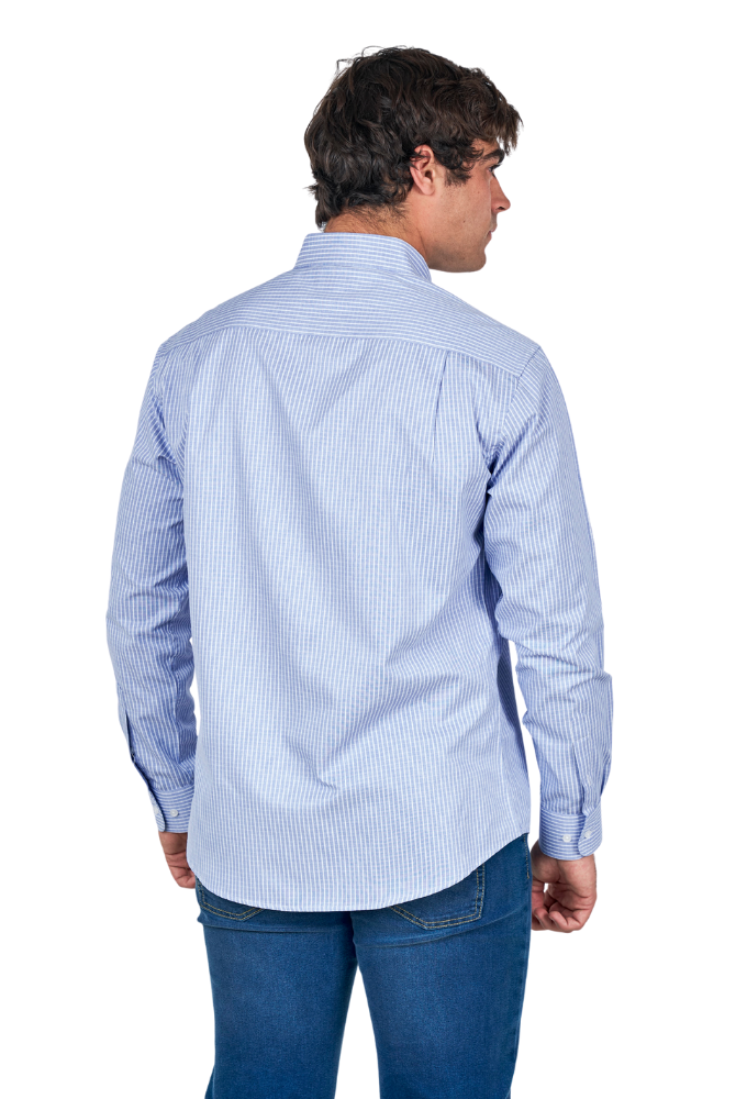 Camisa de Viyela Azul con Rayas Finas Sts - Imagen 3
