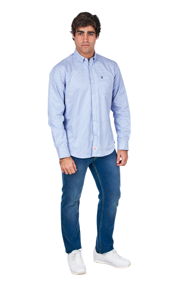 Camisa de Viyela Azul con Rayas Finas Sts - Imagen 4