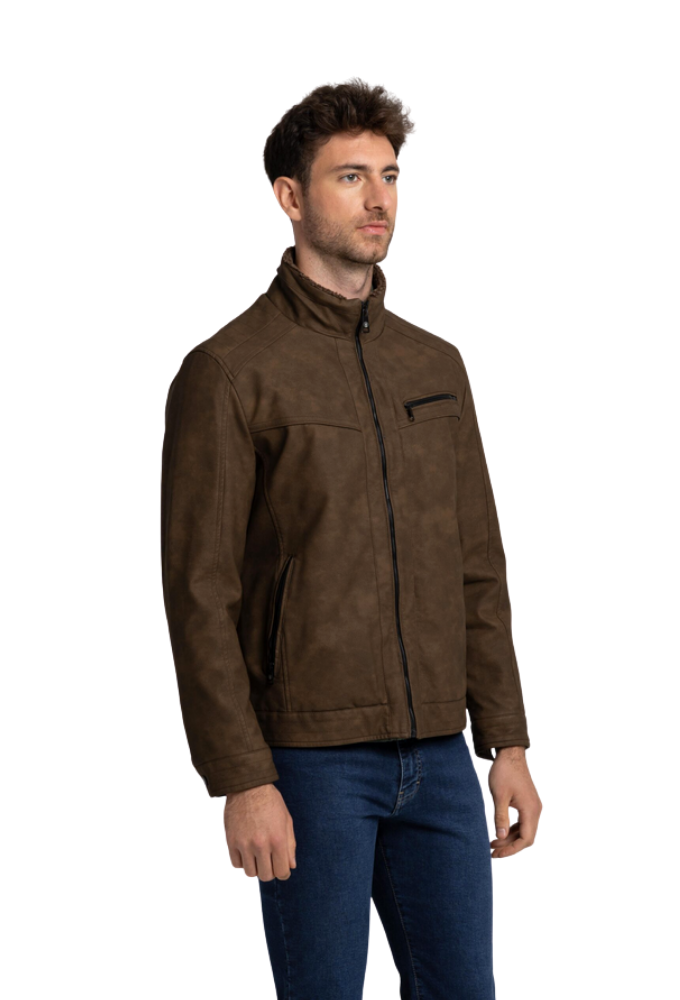 Cazadora Galdos Marrón Efecto Piel Coronel Tapioca - Imagen 4