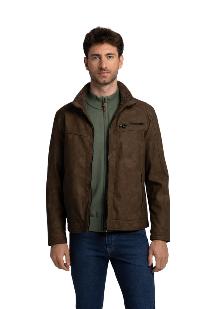 Cazadora Galdos Marrón Efecto Piel Coronel Tapioca - Imagen 2