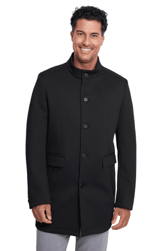 Abrigo Negro Hombre Cuello Mao Hinojo