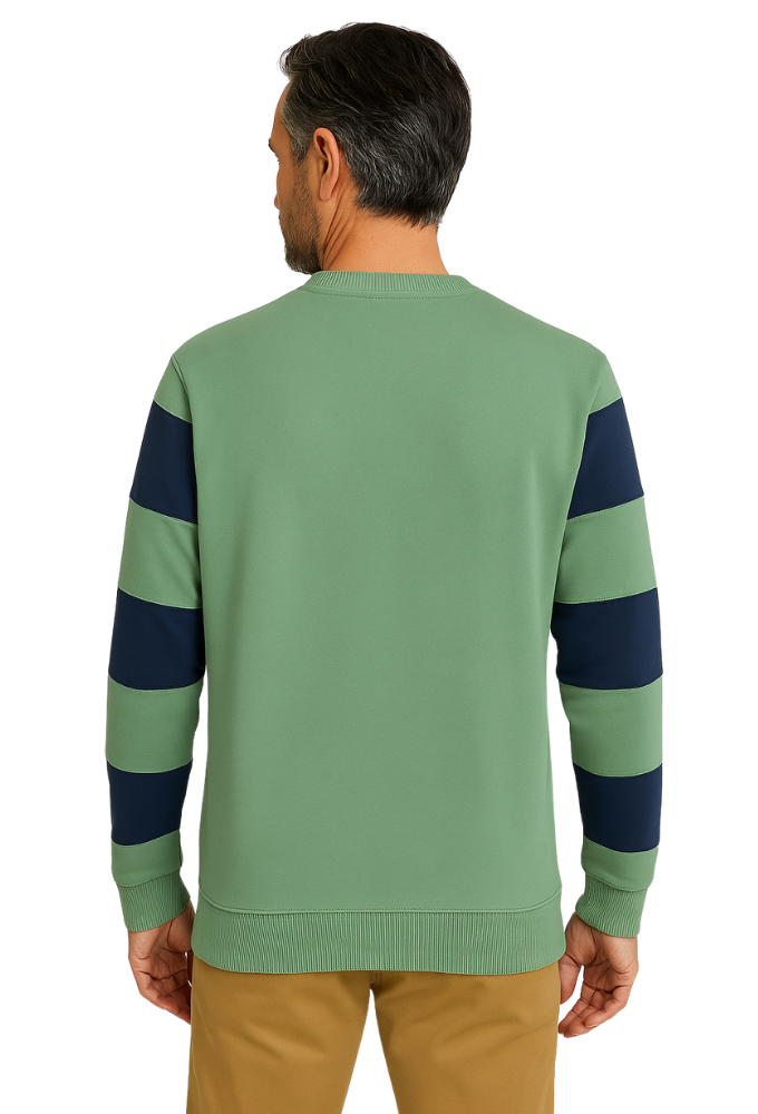 Sudadera de Rayas Verde Oliva y Azul Marino Urban Button - Imagen 2