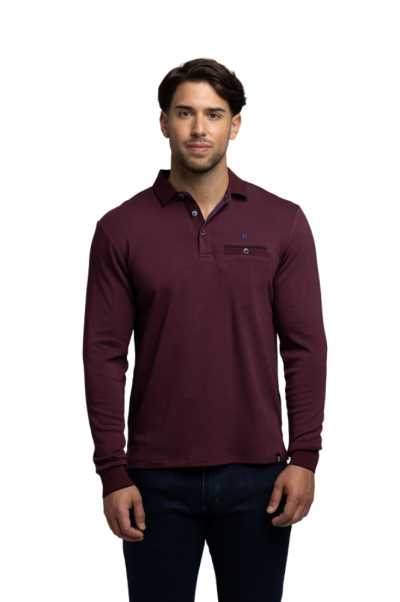 Polo berenjena Hombre Manga Larga Rever Mille