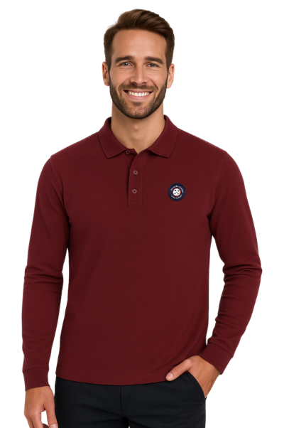 Polo Burdeos Hombre de Manga Larga Urban Button