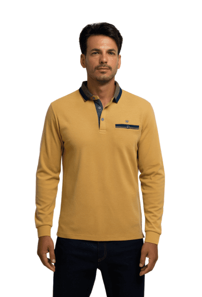 Polo mostaza Hombre Manga Larga Rever Mille