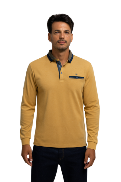 Polo mostaza Hombre Manga Larga Rever Mille