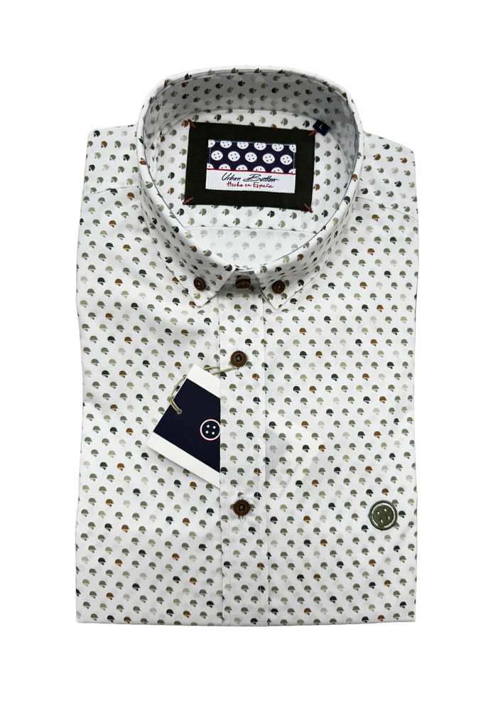Camisa Blanca Estampada cascos Urban Button