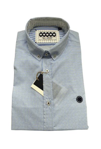 Camisa Slim Fit Azul Microdibujo Urban Button