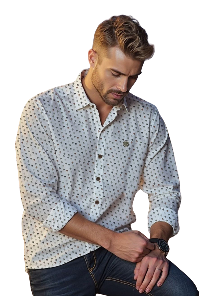 Camisa Blanca Estampada cascos Urban Button - Imagen 2