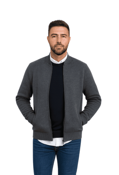 Chaqueta de Punto Gris Forrada en Polar Sts