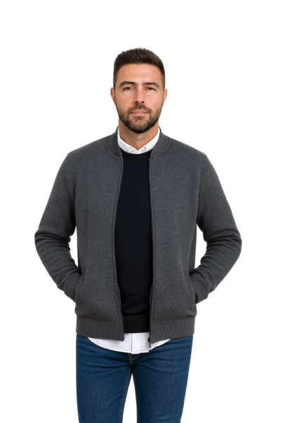 Chaqueta de Punto Gris Forrada en Polar Sts