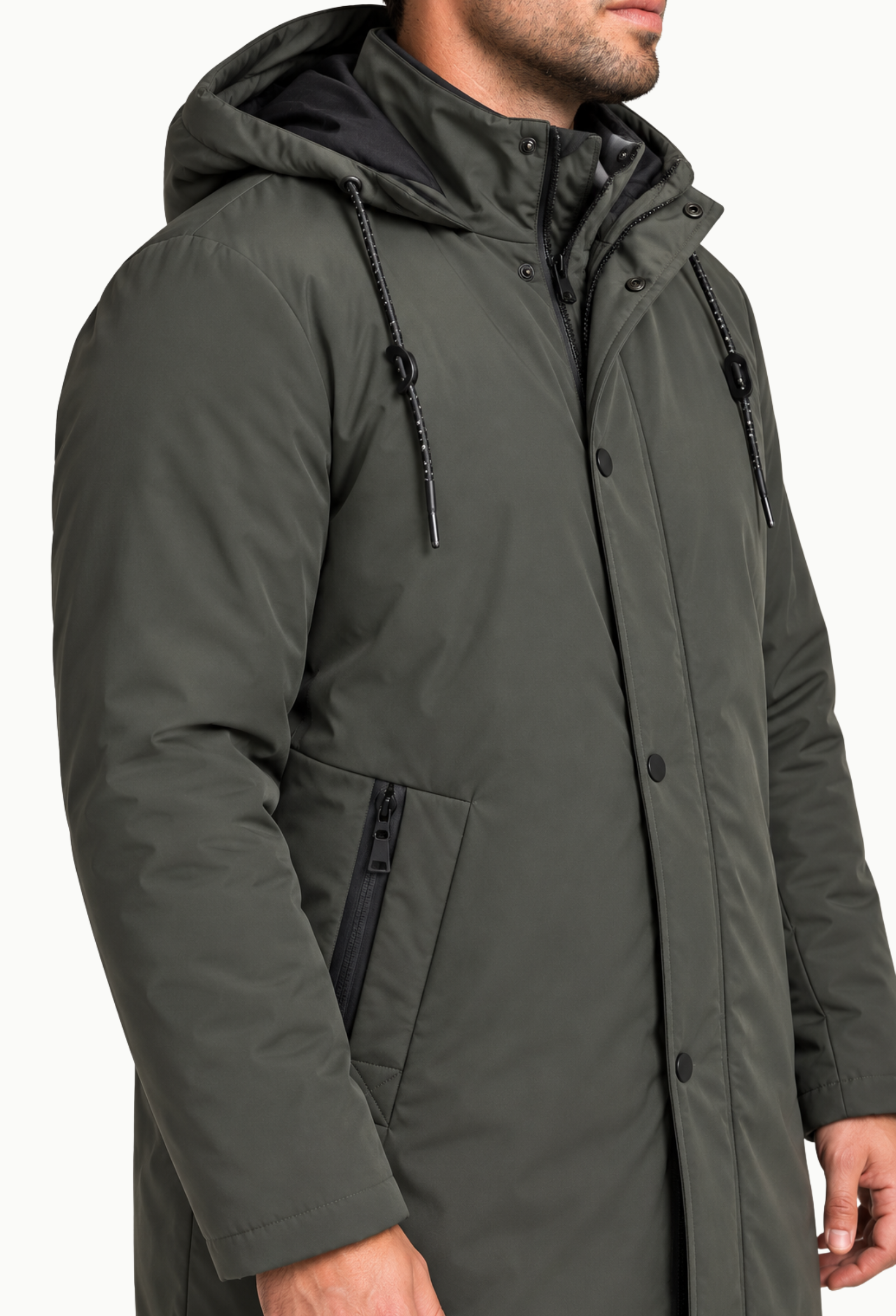 Parka Larga Rever Miera Verde Oscuro - Imagen 7