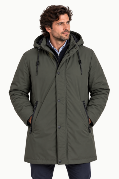 Parka Larga Rever Miera Verde Oscuro