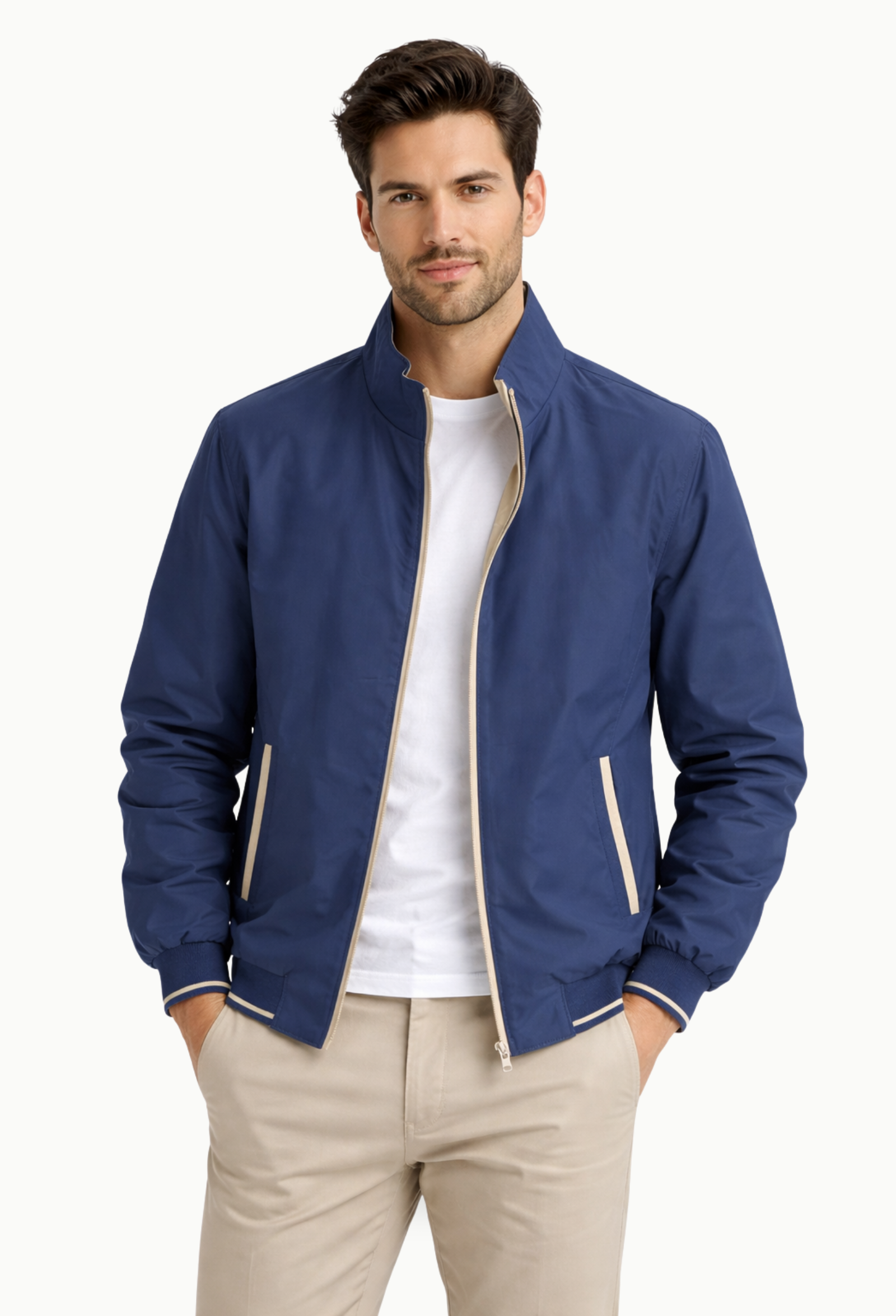 Cazadora reversible azul marino y beige - Imagen 2