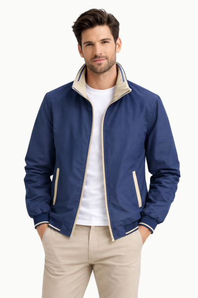 Cazadora reversible azul marino y beige
