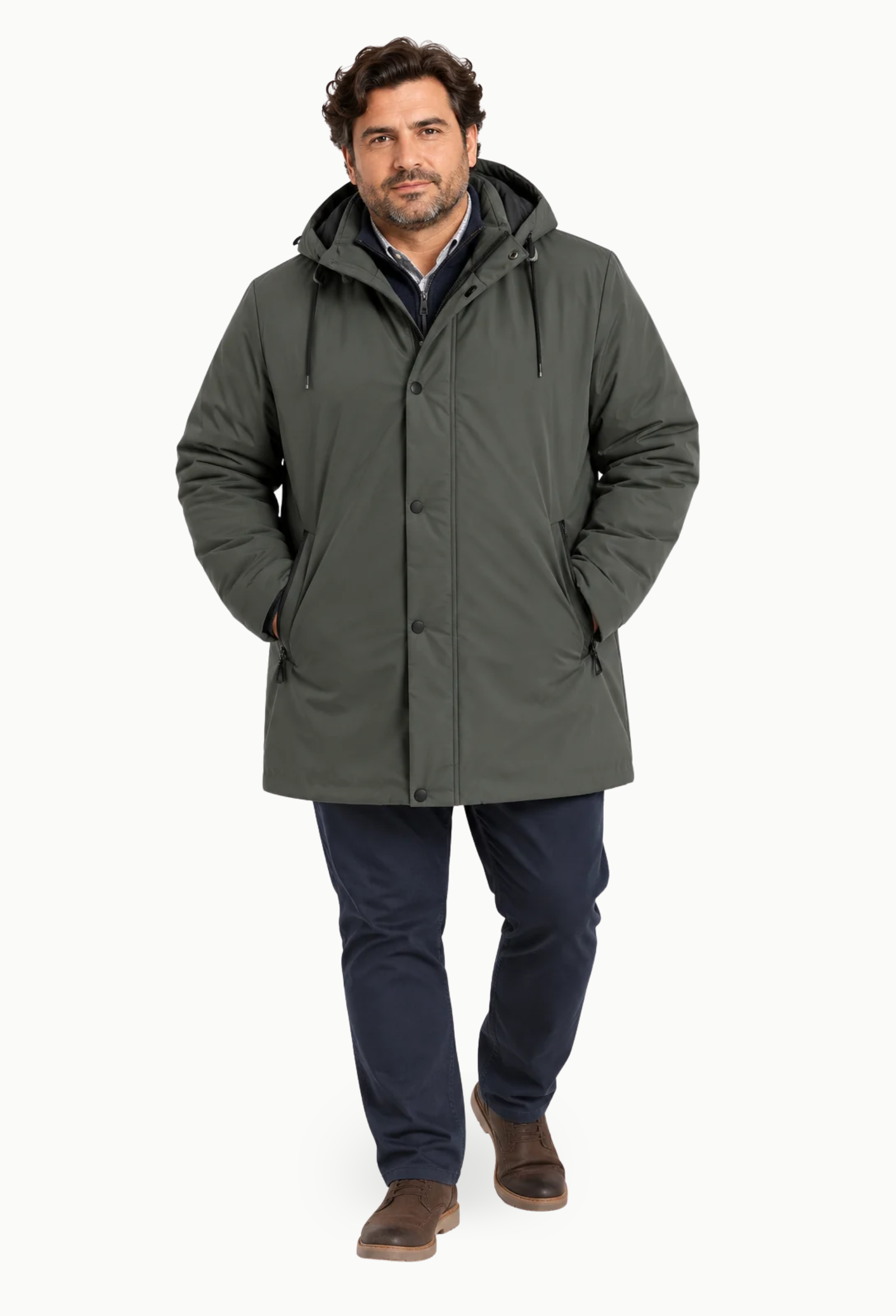 Parka Larga Rever Miera Verde Oscuro - Imagen 4