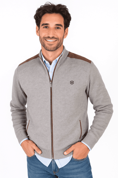 Chaqueta de Punto gris con Cremallera Martin´s
